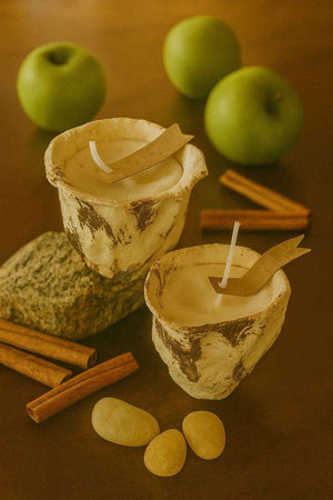 Apple cinnamon scented candle with green apple and cinnamon fragrance from ONEKILN luxury collection